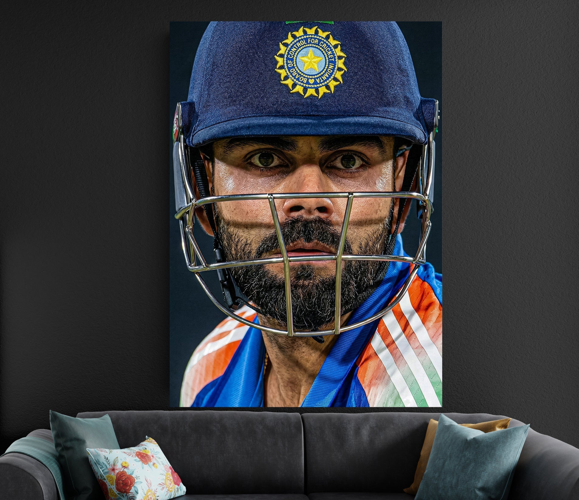 Virat Kohli Intense Portrait Poster | Cricket Wall Art Lazywalls
